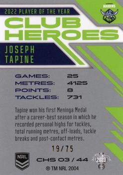 2023 NRL Traders Titanium - Club Heroes Silver #CHS03 Joseph Tapine Back
